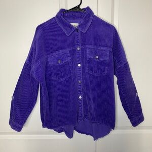 Zara Corduroy Overshirt Jacket Purple Cotton Size S